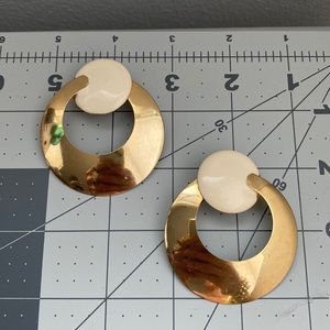 1980’s oversized gold and cream earrings